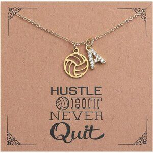 Volleyball necklace for girls teens custom letter pendant sports jewelry gift